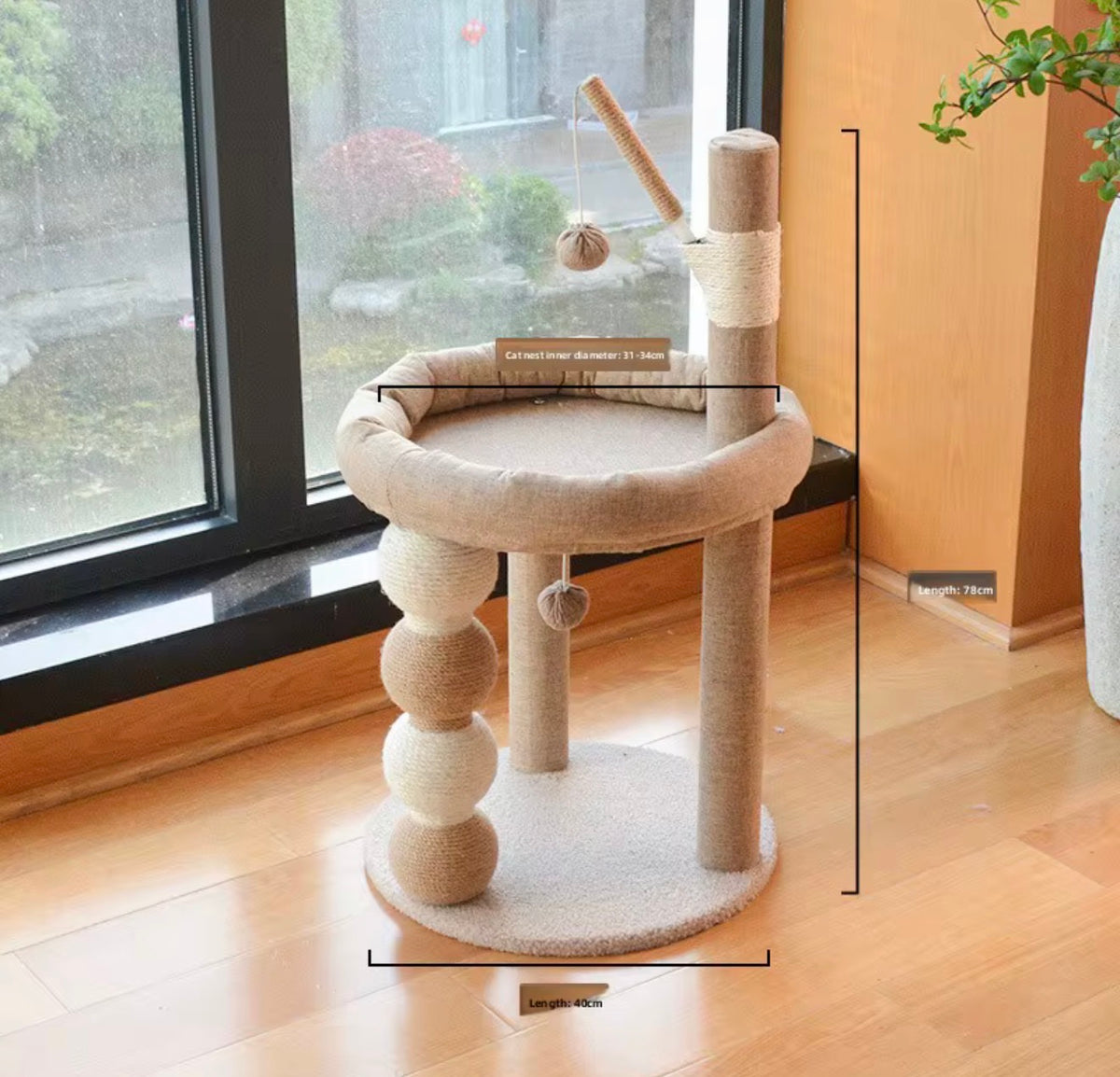 Integrated Cat Scratching Post and Bed