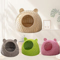 Semi-Enclosed Rattan Cat Bed