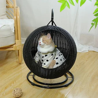 Rattan Hanging Cat Dome
